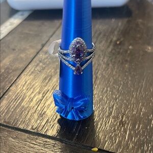 Elegant Silver and Purple Women's Ring
